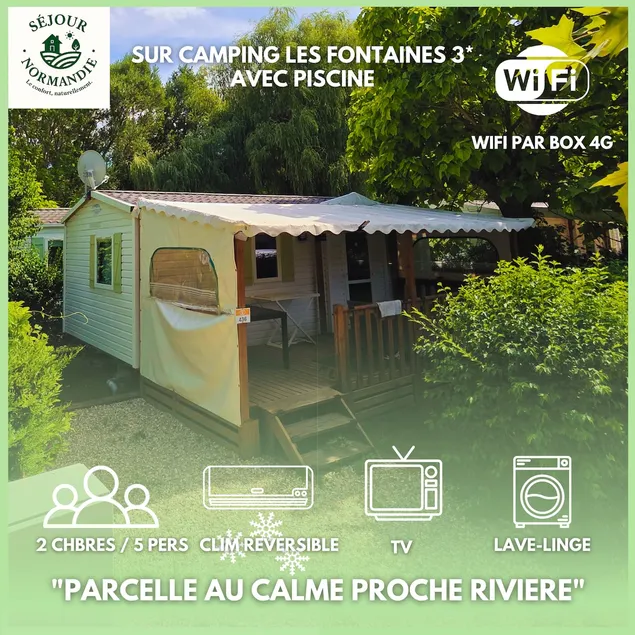 Mobile home, 2 bedrooms/5 people, A/C/Wi-Fi/TV/washing machine | 3-star campground (27) - Image 1
