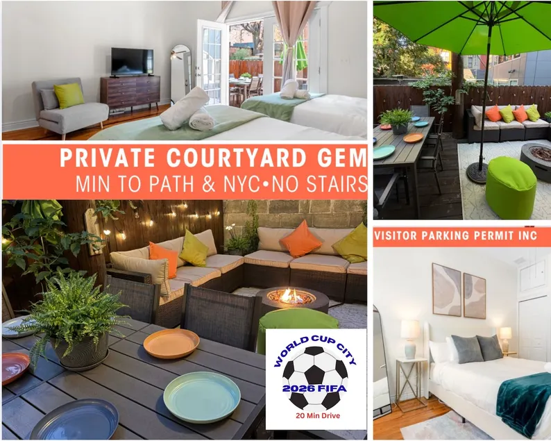 Private Patio Gem• PATH&NYC•1st FL• FREE Parking - Image 1