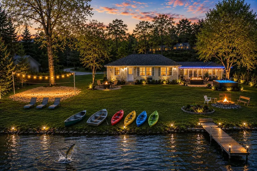 Campau Lakefront Cottage Spa Kayaks Pool Game - Image 1