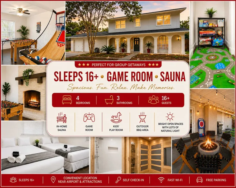 TX1 House Sauna & Game Room Fun For Groups - Image 1