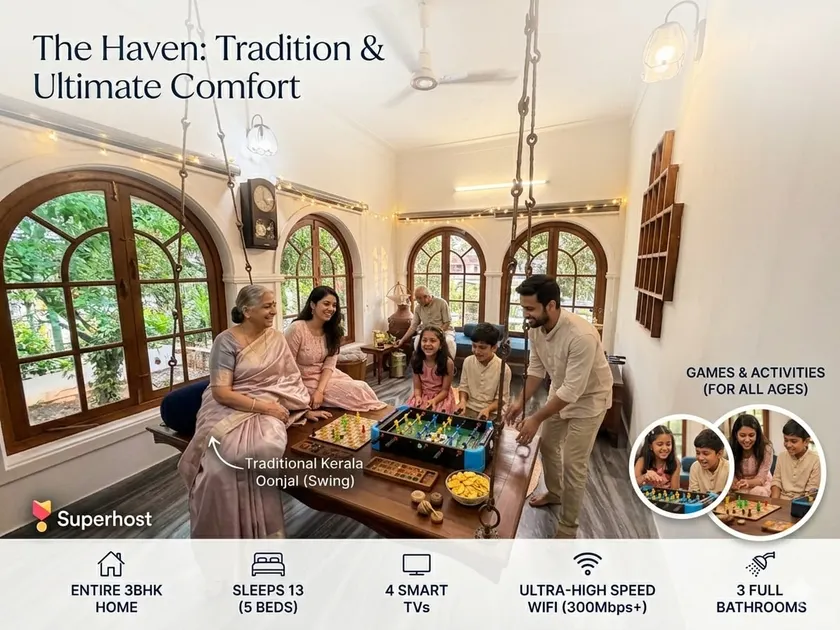 The Haven by Oshara Modern Kerala 3BHK AC WiFi Family Near Fort Kochi Parking - Image 1