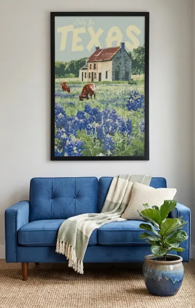 Chic Artsy Texas Bluebonnet-Decor Vibrant Montrose - Image 1