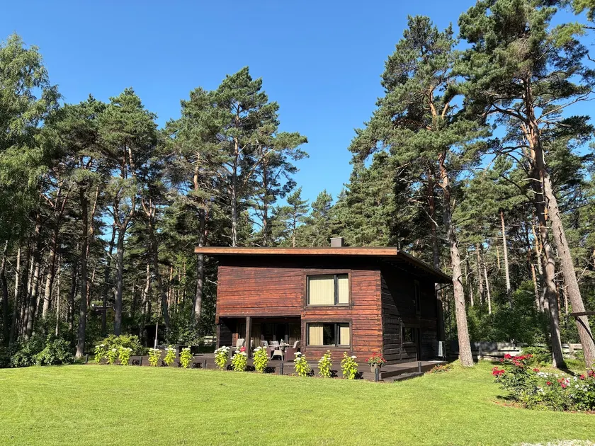 Modern handicraft log house near the beach. - Image 1