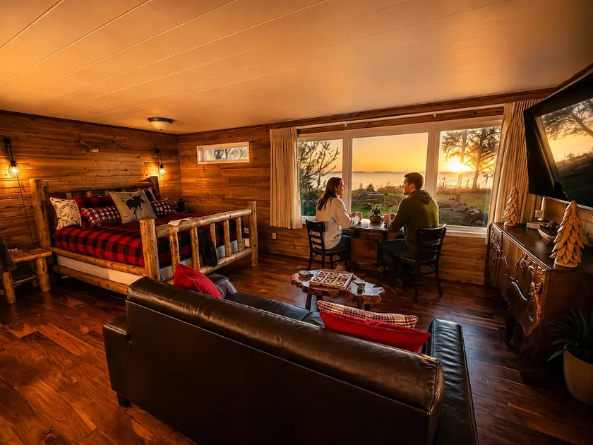 Sunset Log Cabin on the beach-Hot tub-full kitchen - Image 1