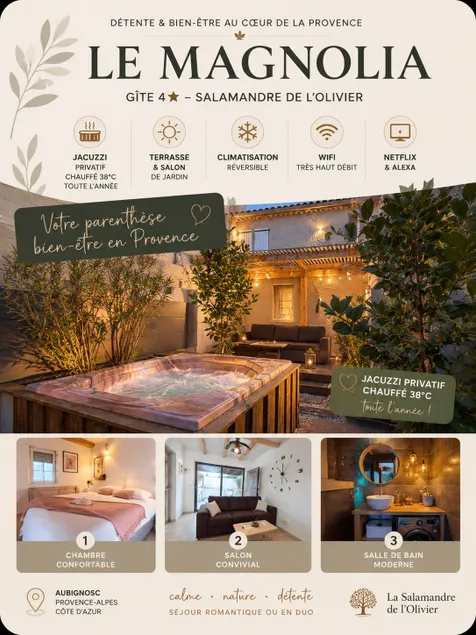 Le Magnolia 4*/jacuzzi – Salamandre de l'Olivier - Image 1