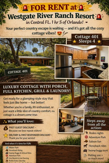 Spacious River Ranch Private COTTAGE with private porch! 401 - Image 1