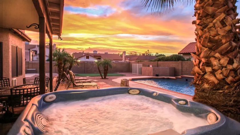Backyard Playground Golf Sport Court Hot Tub - Image 1