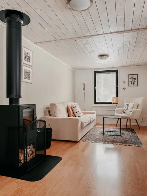Luxurious red cottage with wood stove near lake - Image 1