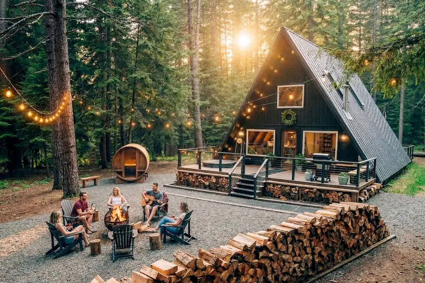 Nordic Spa A-frame | Hot Tub, Sauna, Cedar Shower - Image 1