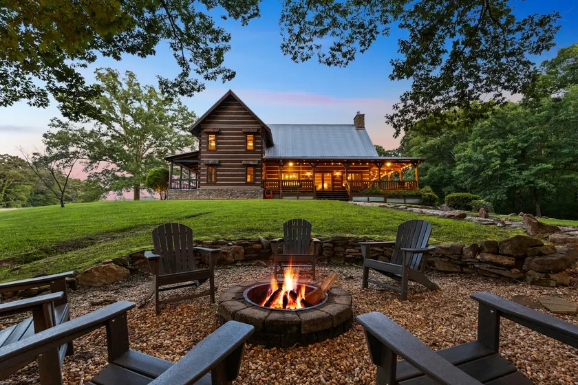 Cabin · Waterfall Pool + Hot Tub · Barrel Sauna - Image 1