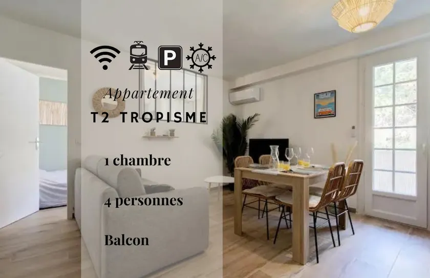 016- T2 Tropisme, Appart 1 chambre,Clim,Wifi,Parking - Image 1