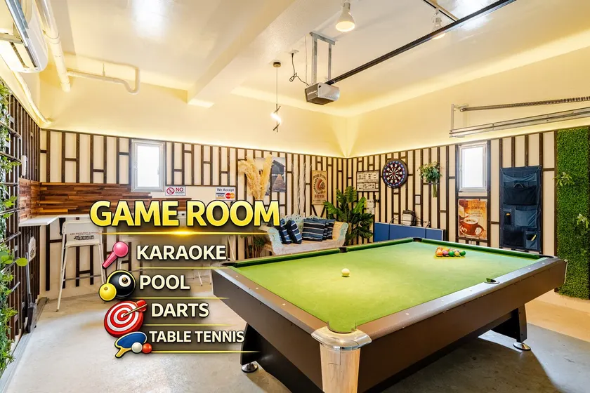 Karaoke, billiards, table tennis, darts, BBQ included | 4 bedrooms, 8 beds, 16 people | Yomitan Village, central Okinawa - Image 1