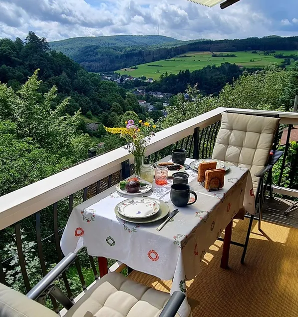 Tree top view + fireplace in the cozy wooden house - Image 1