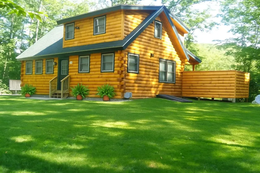 Custom Log Cabin on Wild Ammonoosuc River - Image 1