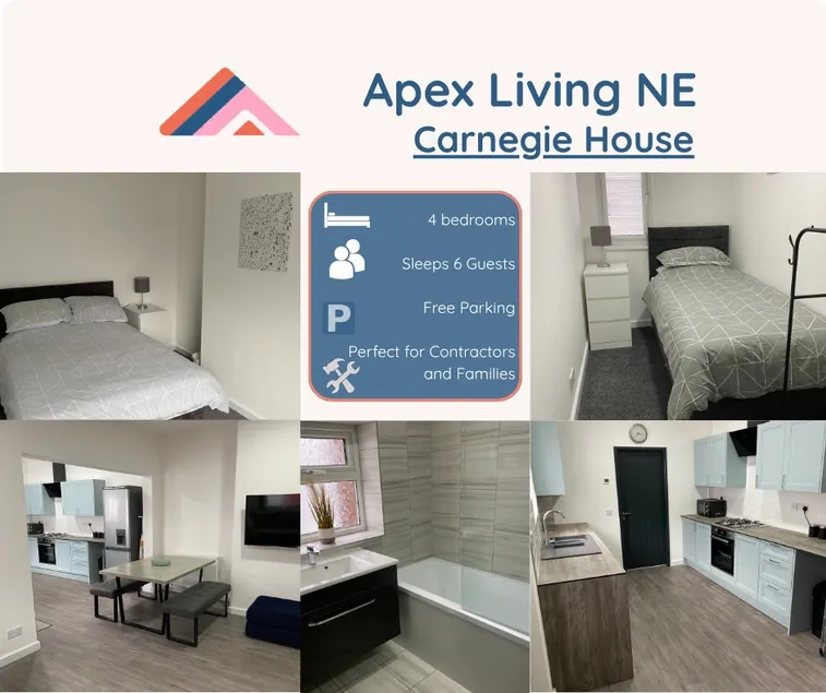 Apex Living NE - Carnegie House 4 Bed House, FREE PARKING FREE WiFi - Image 1