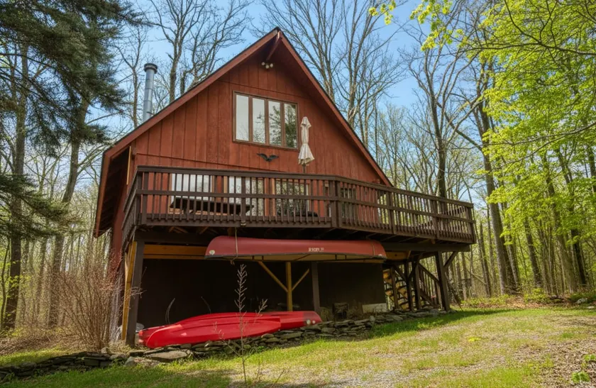Woodsy A-Frame Cabin in Resort - Kayaks and Pool! - Image 1