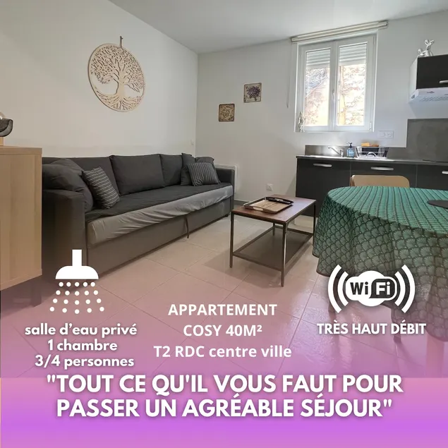 Fenix Cozy 40 m² One-Bedroom Apartment, Ground Floor, Living Room – Tricastin - Image 1