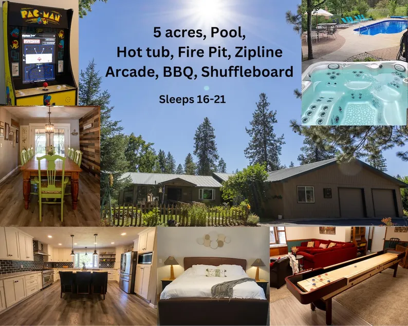 5 acres, Zip line, Pool-HotTub, Sleeps 21 - Image 1