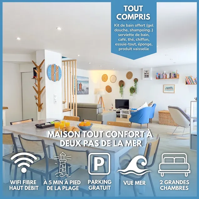 La Flibuste, Vue Mer, Plage à Pied & Parking - Image 1