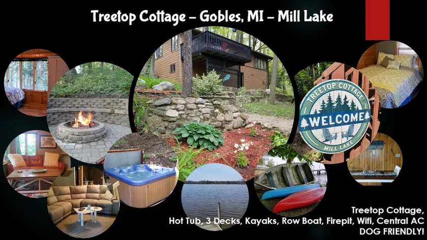 Treetop Cottage-Private Mill Lake-HotTub-Kayaks-Firepit-Boats -DOGS ok! No Fees! - Image 1