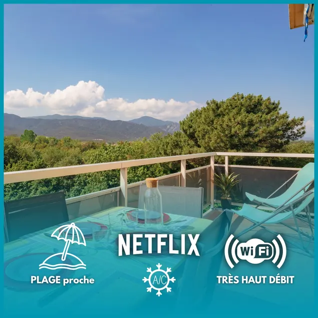 Balcony overlooking the Albères – Beach 300 m away, Wi-Fi, Parking - Image 1