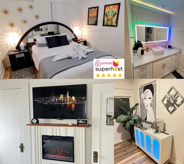 Deco Studio Retreat with Fireplace, WiFi, Queen Bed - Image 1