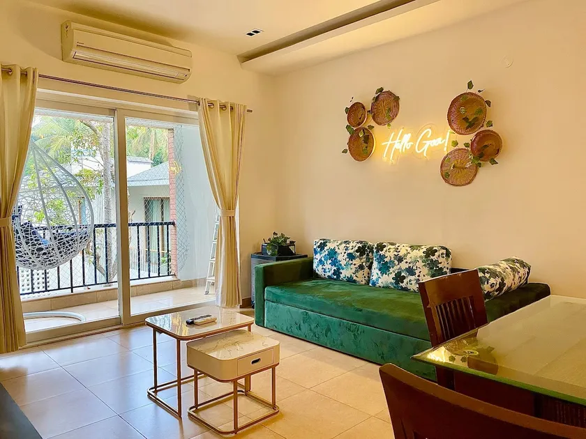 1 BHK modern apartment with pool in Arpora - Image 1