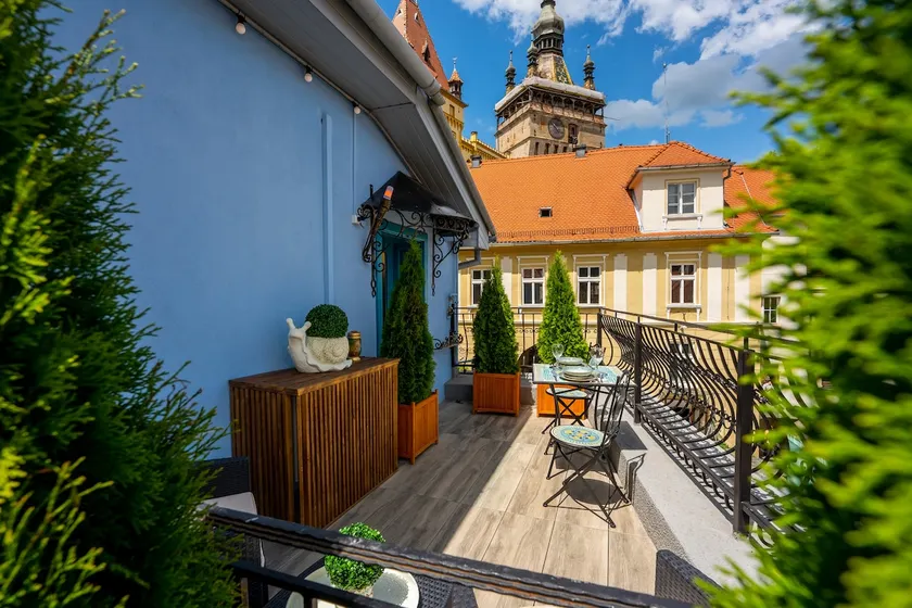 Blue House Citadel Sighisoara - Clock Tower View - Image 1