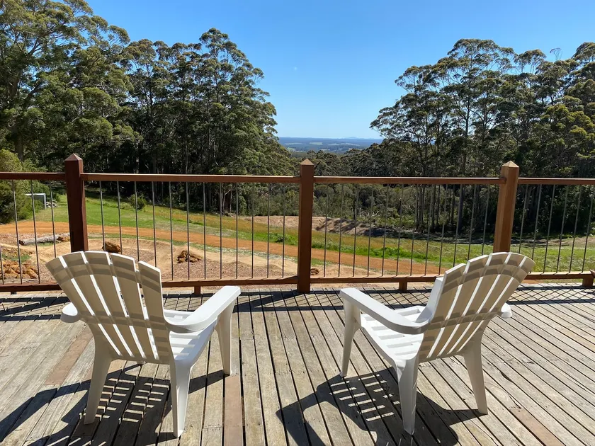 Mountain top forest, bike track, stunning vista - Image 1