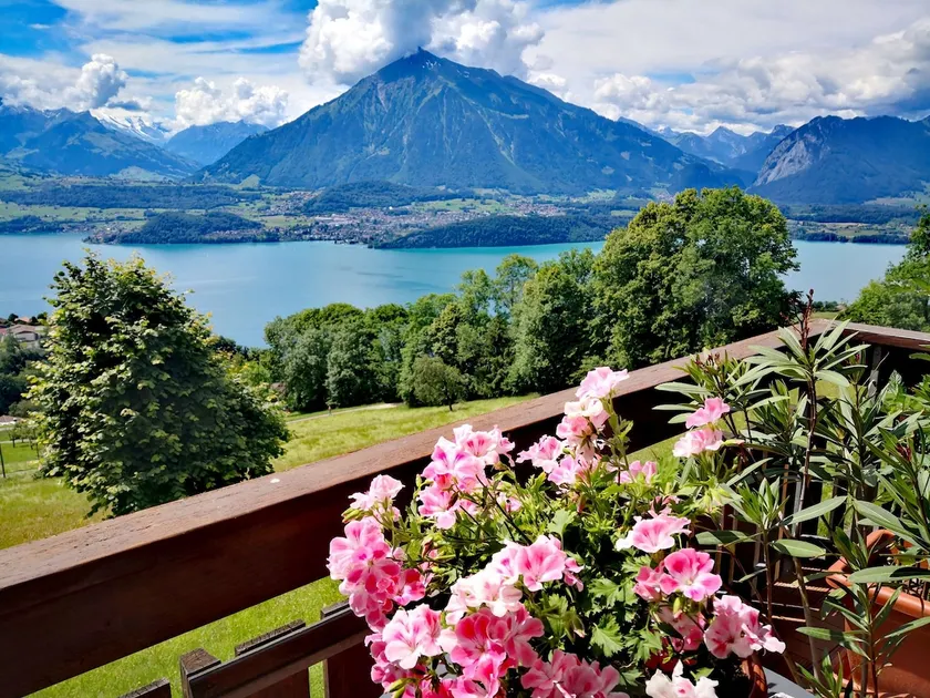 Chalet with panoramic views of the mountains of the Oberland and Lake Thun - Image 1