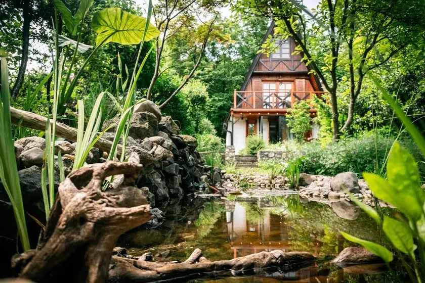 Fairytale wooden cabin at the forest with panorama - Image 1
