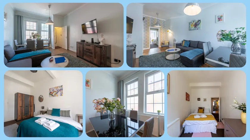 Rummelig godt indrettede 2- Bed 1-Bad Apt - central ren, gratis WiFi sover 6-8 - Image 1