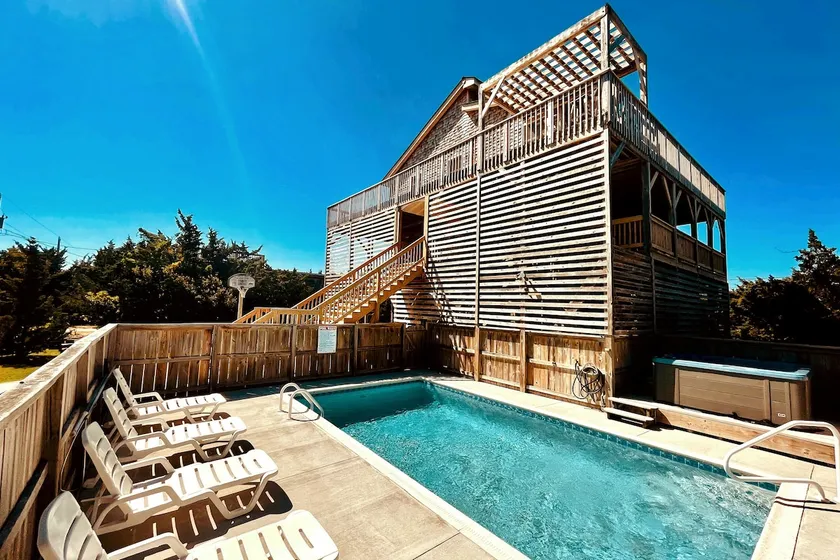 OBX beach steps away, ocean views, prvt pool, hot tub, game room & dog friendly! - Image 1