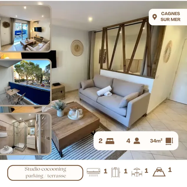 Cocooning studio, secure parking, air conditioning - Image 1