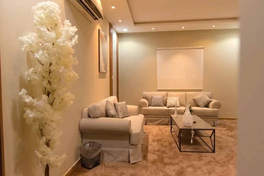 One bedroom apartment with one double bed, a living room and a bathroom - Image 1
