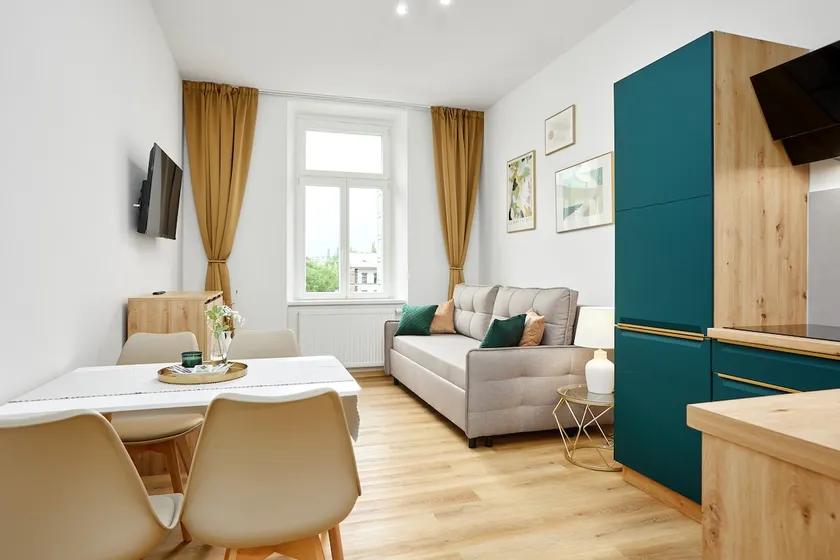 Modern 1-BR Near Center | Living + Bedroom - Image 1