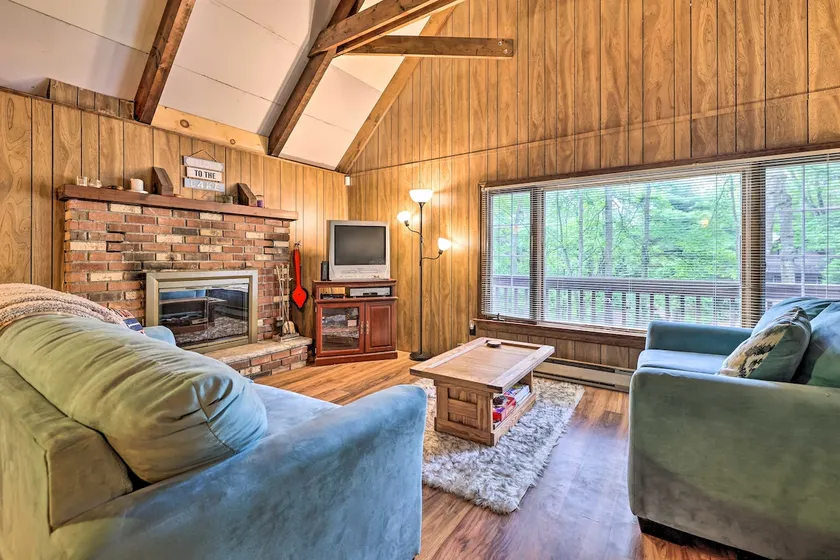 Game Room & Fire Pit: Tree-Lined Pocono Lake Cabin - Image 1
