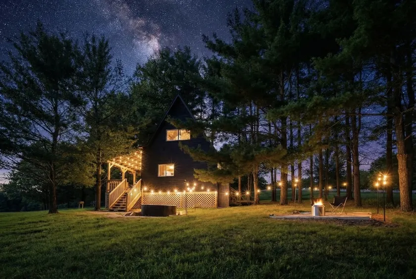 Starlit Hot Tub & Fire Pit | Modern Cabin for Two - Image 1