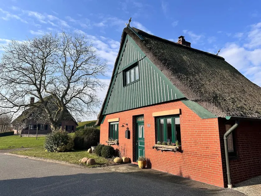 Thatched cottage on the dike with fireplace near Hamburg - Image 1