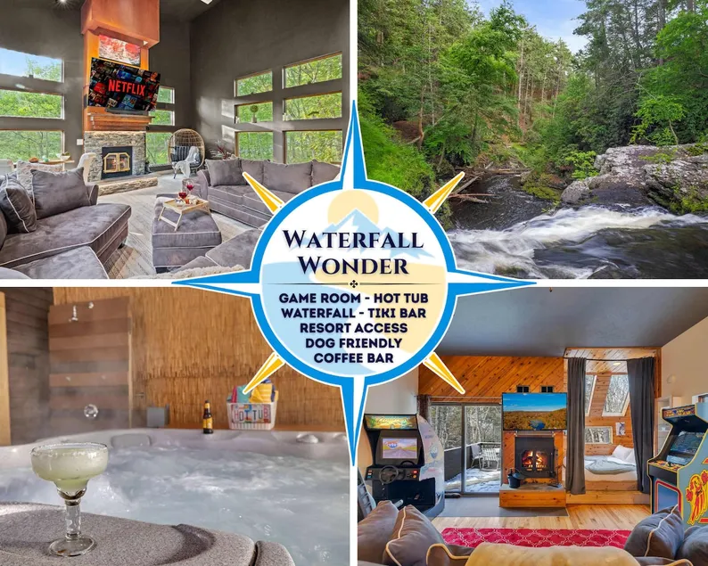 Waterfall Views! Hot Tub, Game Room, Dog Friendly - Image 1