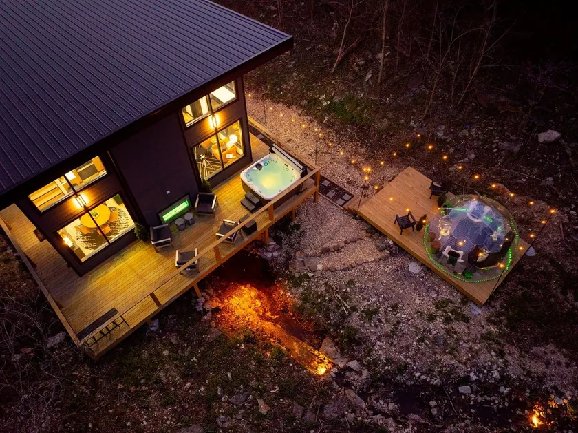 Glass Cabin Over Creek | Grotto Pool+Dome+Hot Tub - Image 1