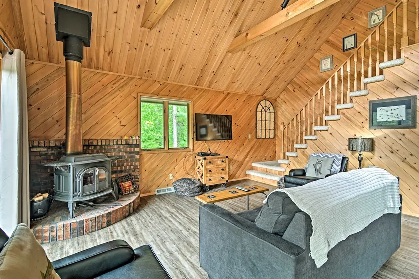 Near Snowmobiling! Riverfront Traverse City Cabin - Image 1