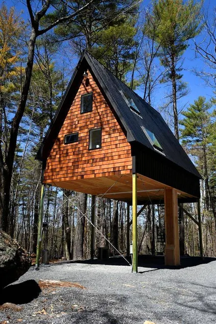 Eco-Friendly Solar Powered A-Frame Treehouse with Hot Tub and Private Dock on Littlefield Pond, near Wells, Maine - Image 1
