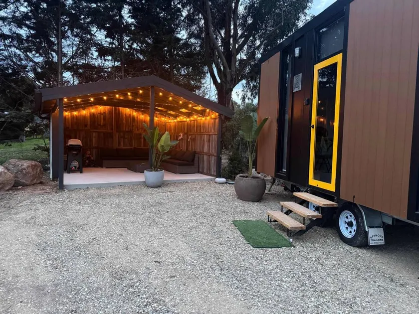 Unique Tiny House with Scenic Pond & Firepit Retreat in Gruyere, Australia - Image 1