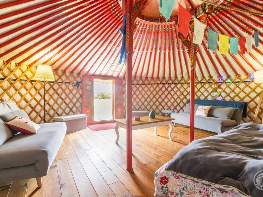 Yurt Stay with Terrace and Panoramic Views in Denneville - Image 1