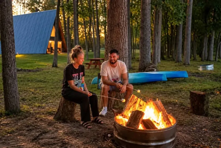 Lofted A-Frame Cabin with Direct Lake Access and Equipped Deck in Michigan - Image 1