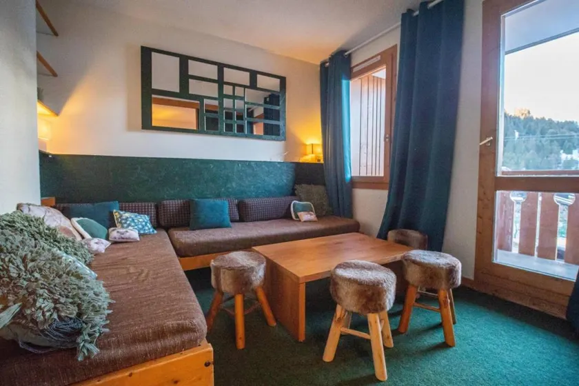 À 50m des pistes de ski, 3ème étage, vue station, balcon, télévision, casier à ski, 55m², Valmorel - Image 1