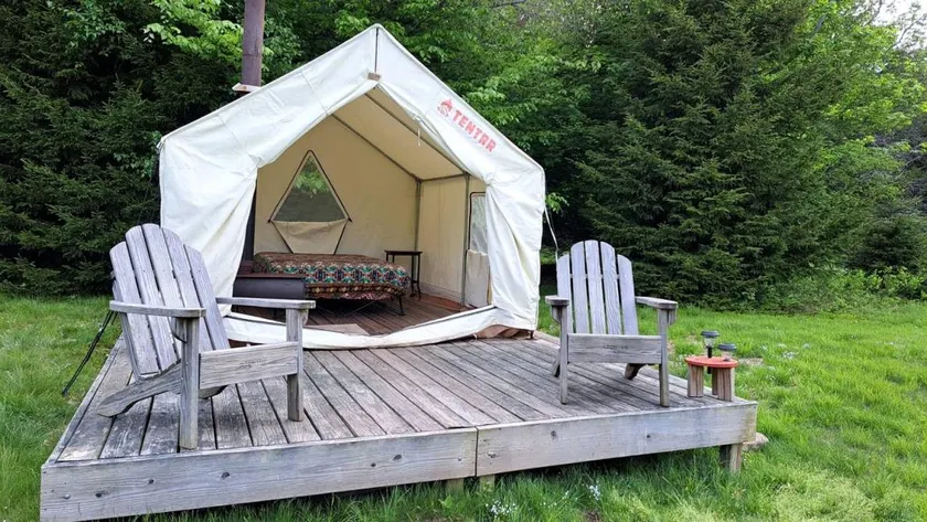 Secluded Glamping Tent with Trout Stream Near Great Northern Catskills in Elka Park, New York - Image 1
