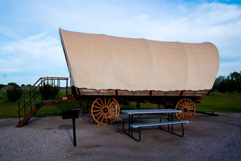 Lovely Conestoga-Style Covered Wagon for Glorious Glamping on Farm in Oklahoma - Image 1