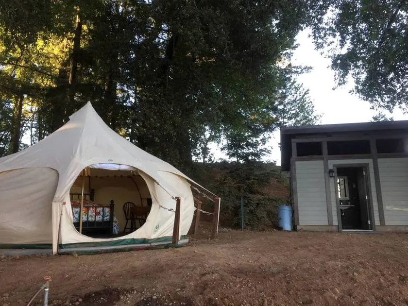 Lotus Yurt in Vineyard Overlooking Monterey Bay near Los Gatos, California - Image 1
